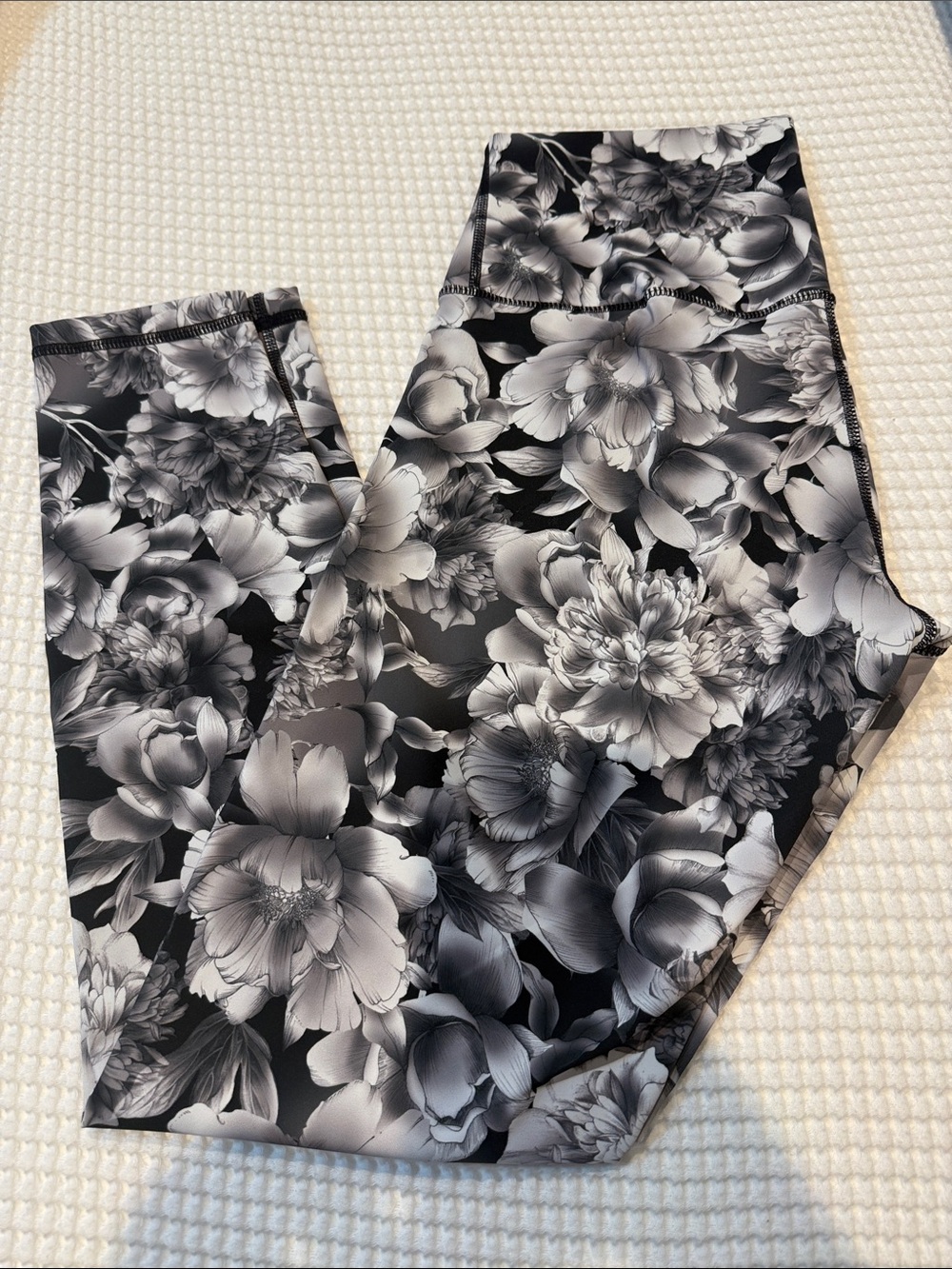 DYI High-Waist Floral Print Leggings - Black & Gray